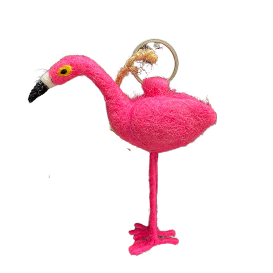 Sleutelhanger Flamingo in vilt  🦩