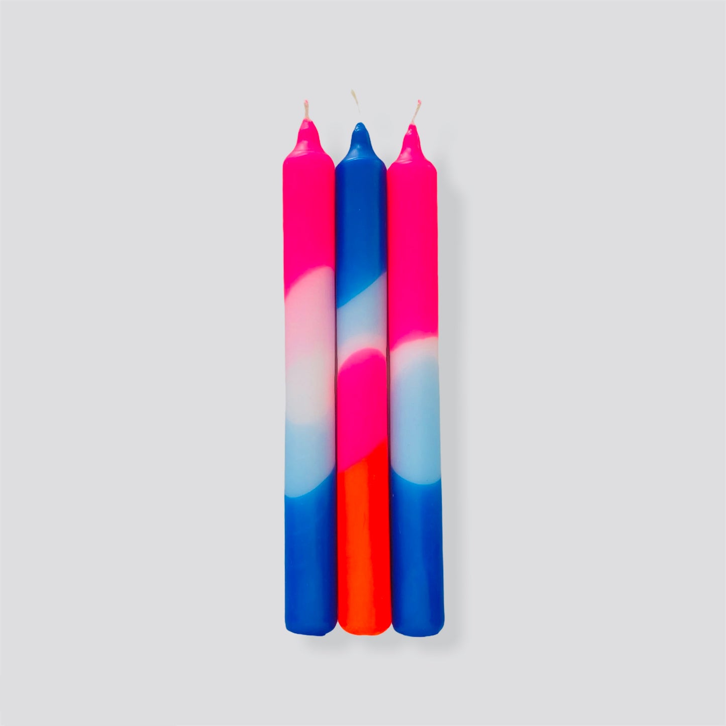 Candle Neon Dip-Dye long - Blue Moon (set of 3)