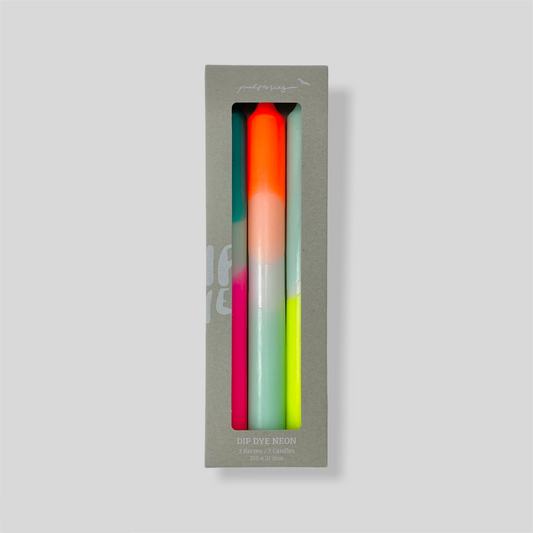 Kaars Neon Dip-Dye lang - Rainbow Kisses (set van 3)