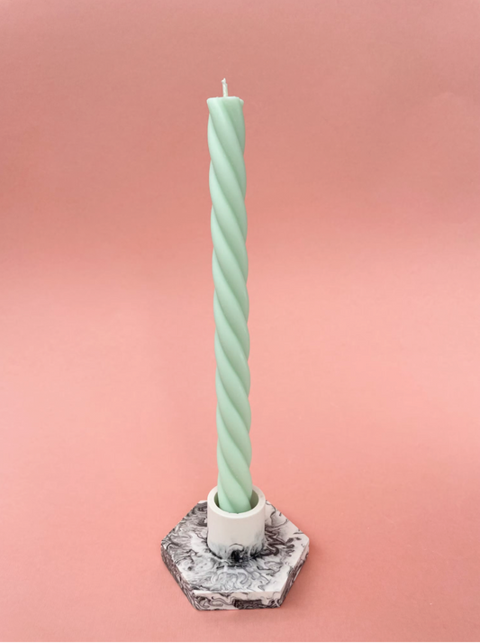 Twisted Candle Pastel Green Vegan