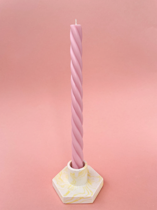 Twisted Candle Pastel Light Pink Vegan